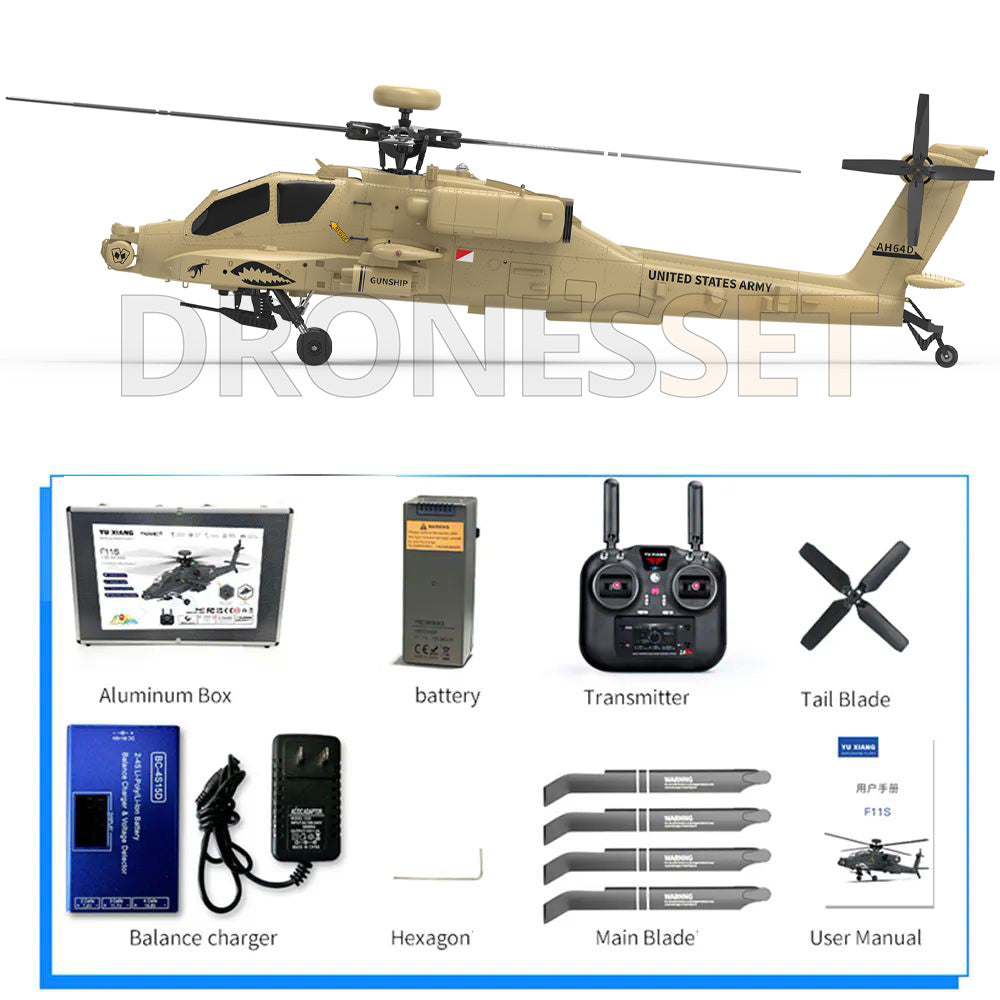 YUXIANG F11H Apache Helicopter GPS Altitude Hold Optical Flow Positioning Radar Brushless 3D Stunt Intelligent RC Helicopter