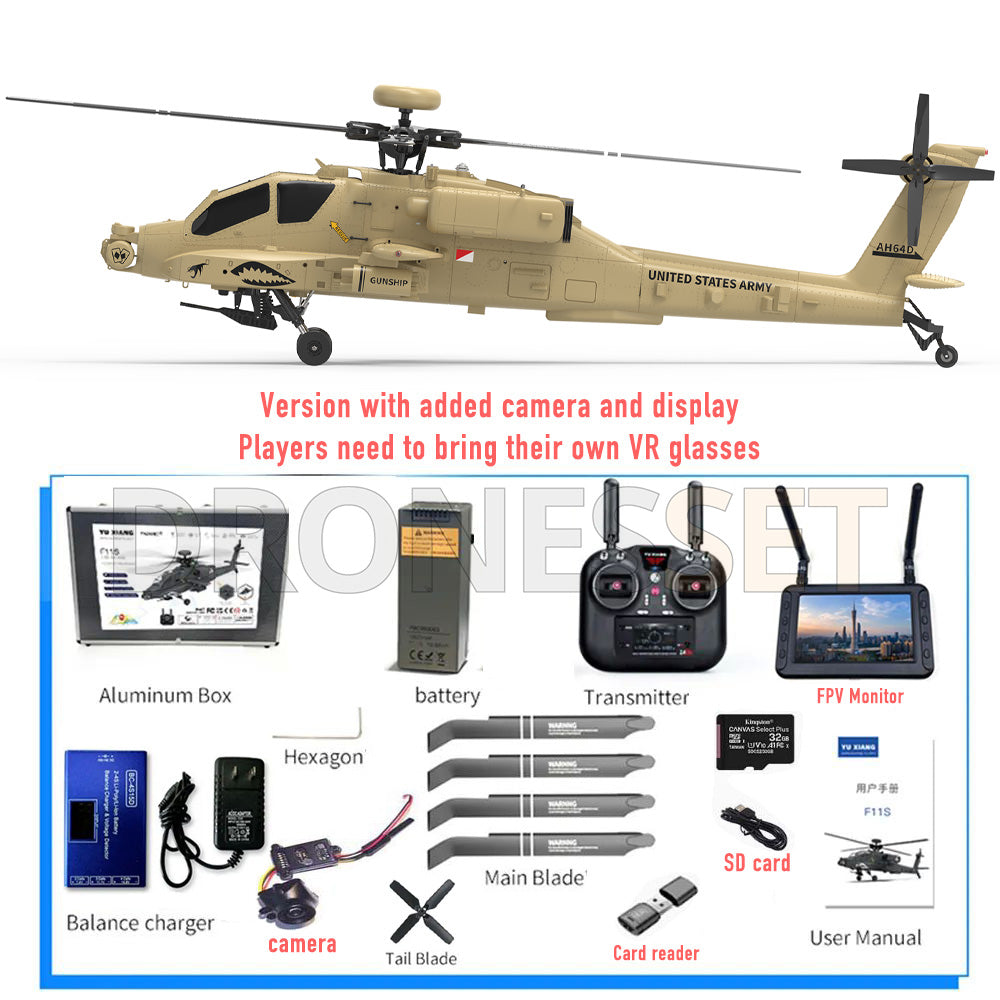 YUXIANG F11H Apache Helicopter GPS Altitude Hold Optical Flow Positioning Radar Brushless 3D Stunt Intelligent RC Helicopter