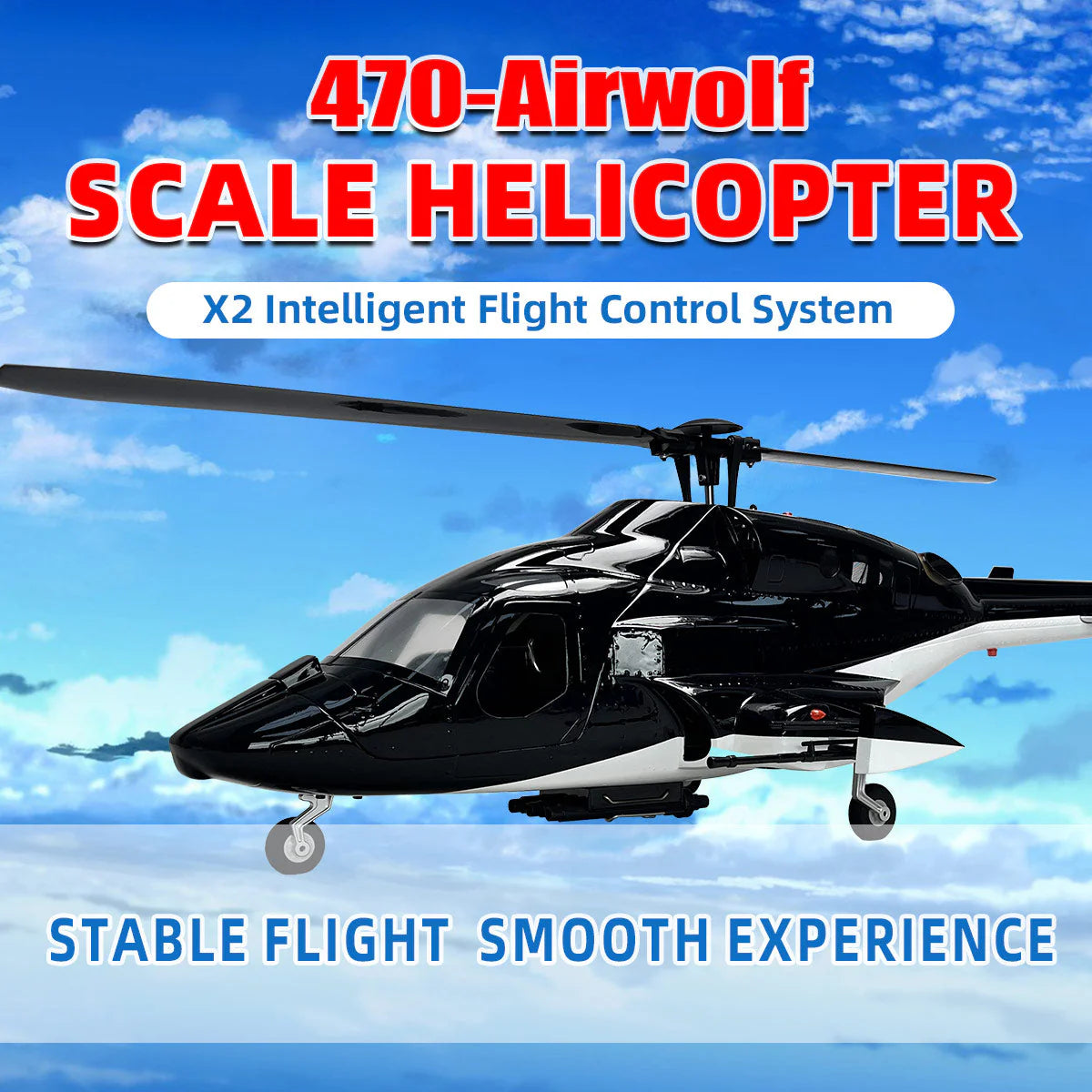 ROBAN Airwolf Helicopter 470L Class GPS Mode X2 Flight Control System LED Lighting System RC Helicopter
