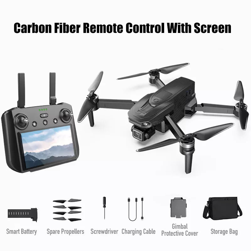 SMRC S840 PRO 8K Drone Carbon Fiber 3-Axis Gimbal EIS Camera Intelligent Obstacle Avoidance 5G GPS Quadcopter with Screen Remote Control