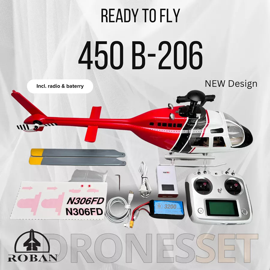 ROBAN Bell-206 450 Class RC Helicopter 2.4G 11CH GPS Stabilized Scale Flybarless PNP/RTF With X1 Flight Controller