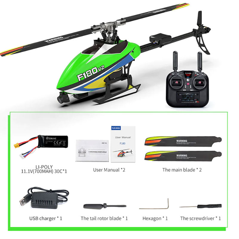 YXZNRC F180 V2 6CH 6-Axis Gyro GPS Optical Flow Localization 5.8G FPV Camera Dual Brushless Direct Drive Motor Flybarless RC Helicopter