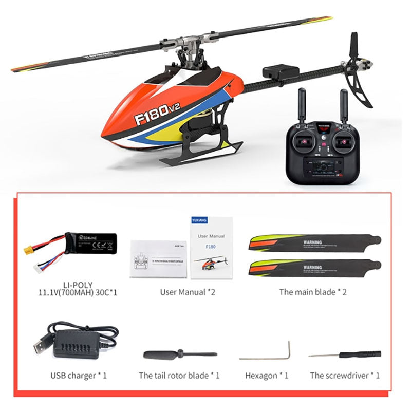 YXZNRC F180 V2 6CH 6-Axis Gyro GPS Optical Flow Localization 5.8G FPV Camera Dual Brushless Direct Drive Motor Flybarless RC Helicopter