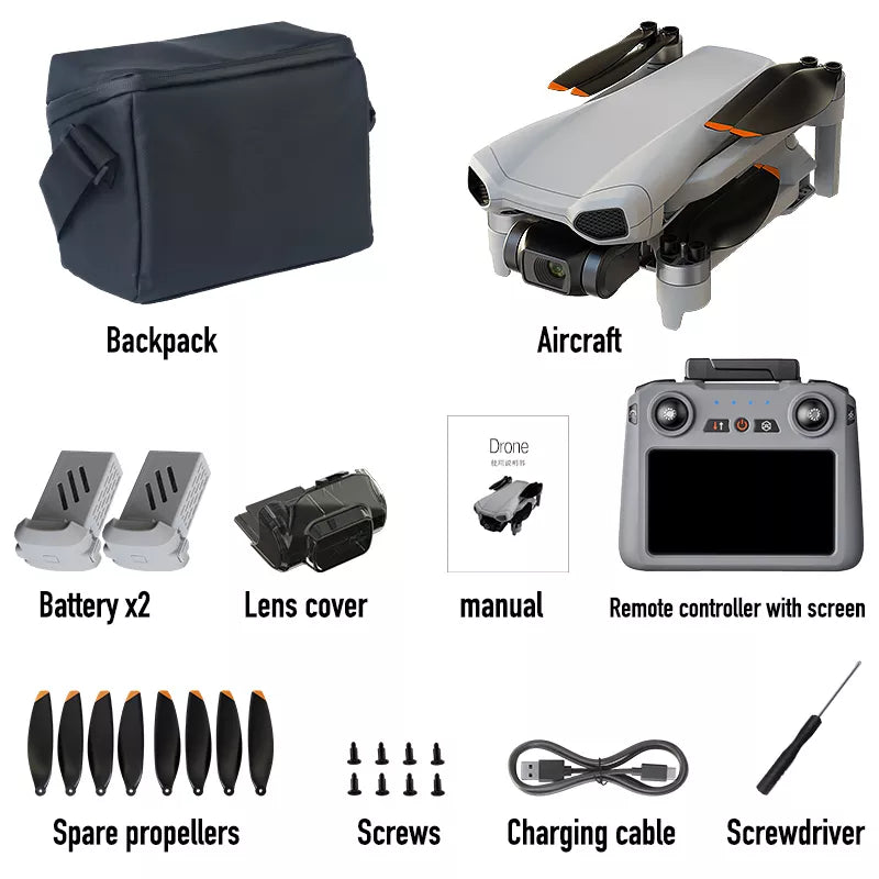 XIL 017 4K Drone 249g with Screen Remote Control 3-Axis Gimbal Anti-shake HD Aerial Photography GPS Quadcopter