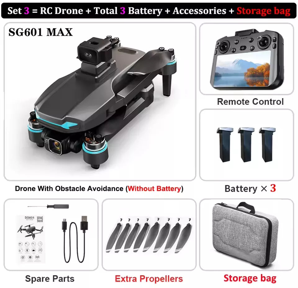 ZLL Beast SG601 MAX 4K Drone 5G WiFi GPS 3-Axis Gimbal 360° Obstacle Avoidance Quadcopter with 5 inch screen remote control
