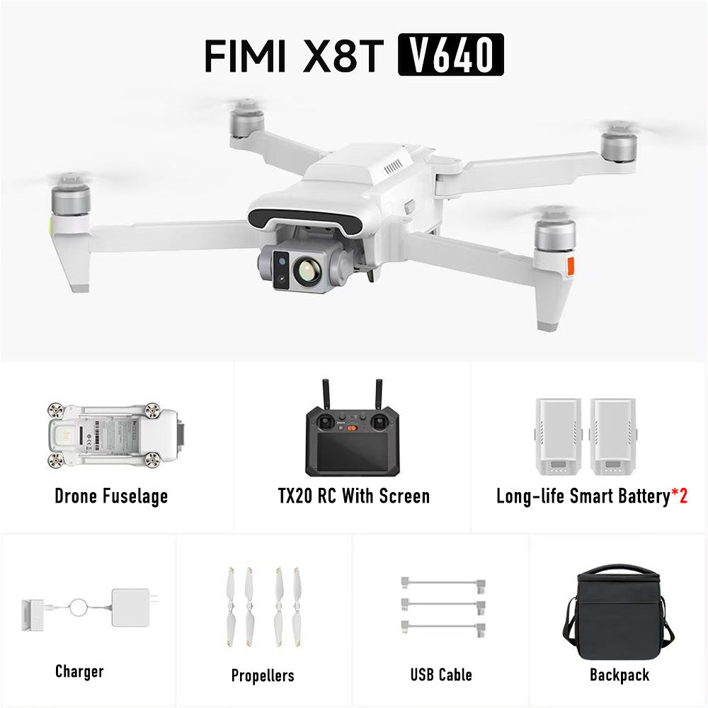 FIMI X8T 4K Drone Lnfrared Thermal Imaging Lens 3-Camera gimbal system RokLink 5.0 20KM Transmission GPS Quadcopter