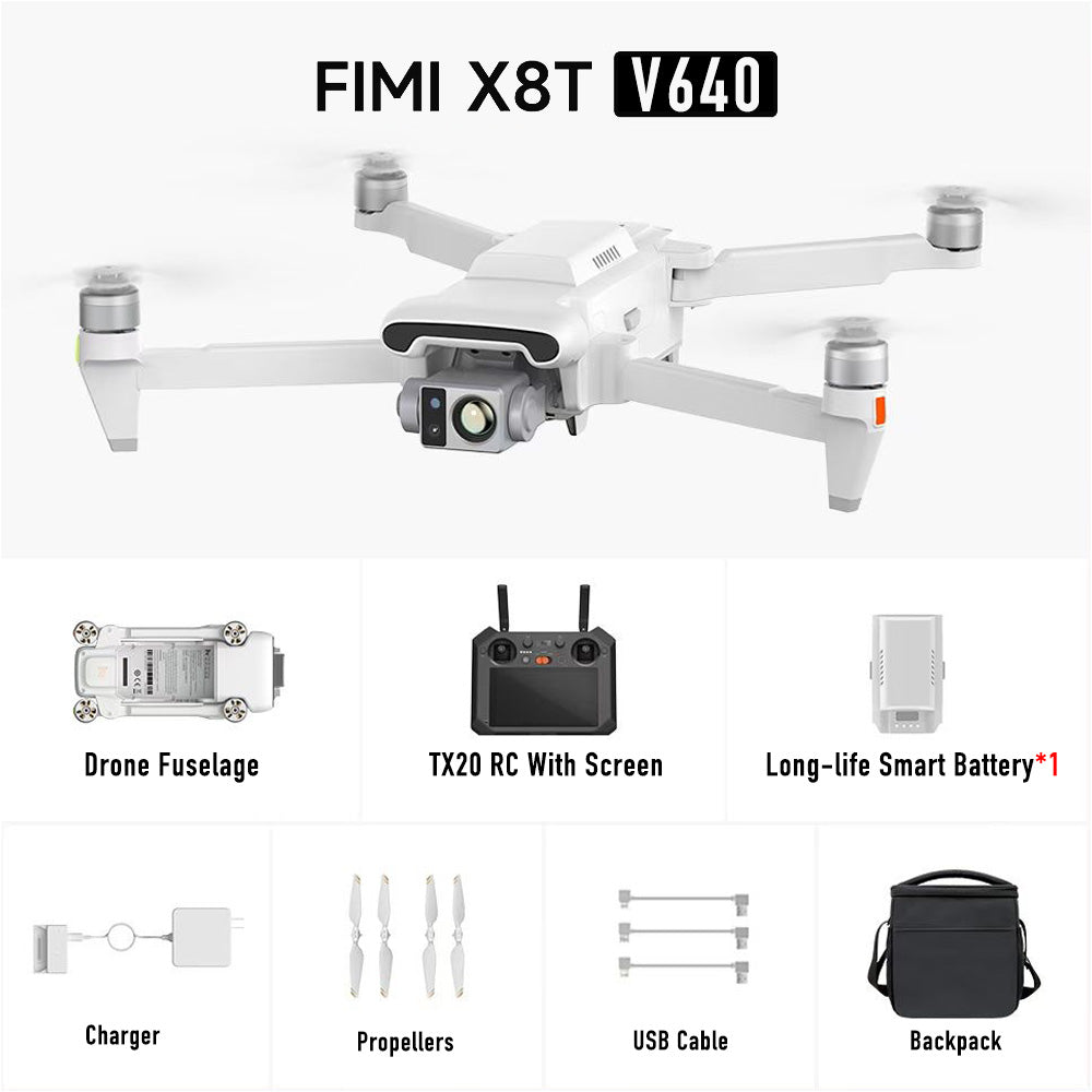 FIMI X8T 4K Drone Lnfrared Thermal Imaging Lens 3-Camera gimbal system RokLink 5.0 20KM Transmission GPS Quadcopter