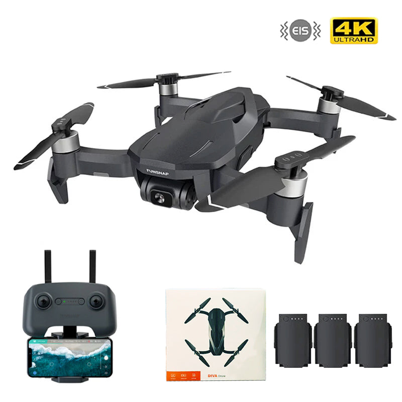 FUNSNAP DIVA2 4K Drone 3-Axis EIS Gimbal HD CameraGPS 5.8G WIFI 2KM FPV Professional Aerial Photography Quadcopter