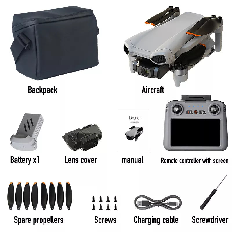 XIL 017 4K Drone 249g with Screen Remote Control 3-Axis Gimbal Anti-shake HD Aerial Photography GPS Quadcopter