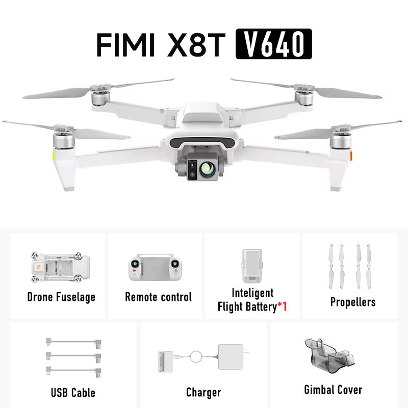 US Stock FIMI X8T 4K Drone Lnfrared Thermal Imaging Lens 3-Camera gimbal system RokLink 5.0 20KM VTX GPS Quadcopter