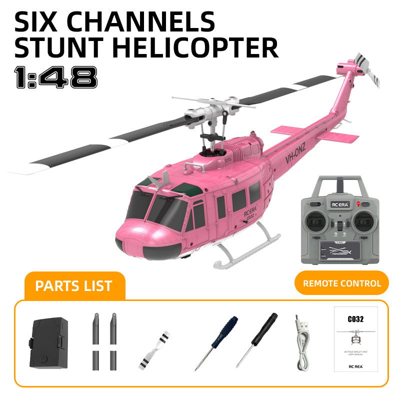 RCERA C032 UH-1 RC Helicopter 1/48 6CH 6-axis Gyro Barometer Altitude Determination Optical Flow Positioning TOF Laser Radar Aerobatic Helicopter