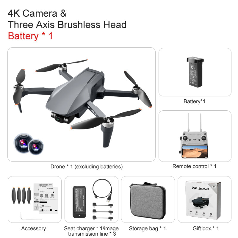 i9 MAX 4K Drone 3-Axis Gimbal HD Camera GPS 5G WIFI 3KM FPV 26Min Fly Professional Brushless RC Quadcopter