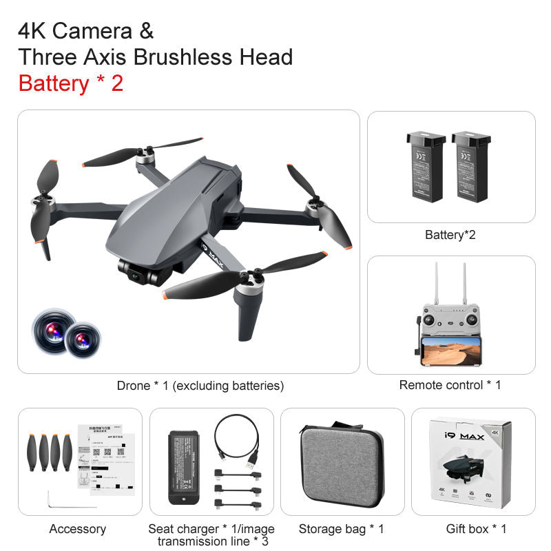 i9 MAX 4K Drone 3-Axis Gimbal HD Camera GPS 5G WIFI 3KM FPV 26Min Fly Professional Brushless RC Quadcopter