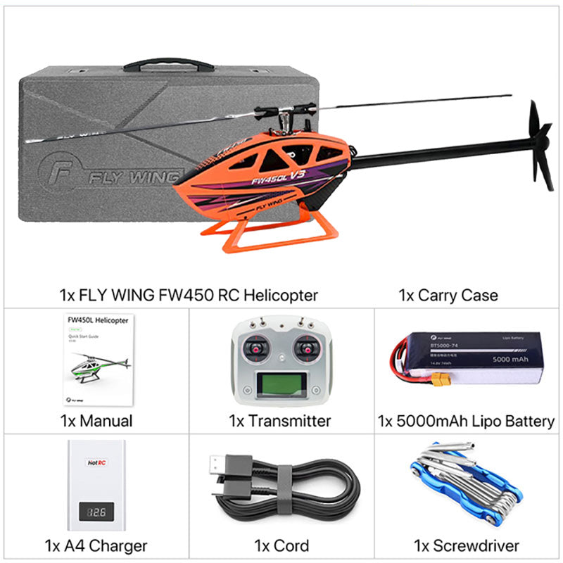FLYWING FW450L V3 3D Auto Acrobatics GPS Altitude Hold RC Helicopter RTF Upgraded ACE flight control System