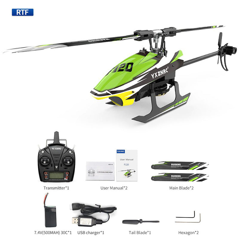 RC Helicopter YUXIANG F120 2.4G 6CH 3D/6G Brushless Direct Drive Flybarless Compatible with FUTABA S-FHSS