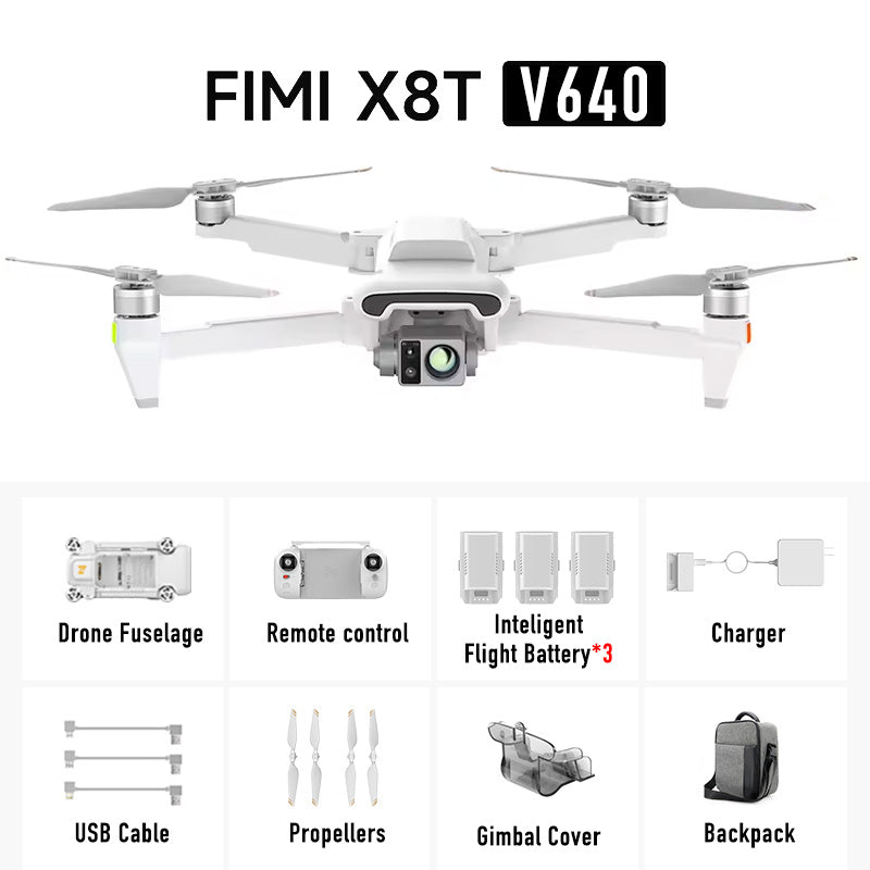 US Stock FIMI X8T 4K Drone Lnfrared Thermal Imaging Lens 3-Camera gimbal system RokLink 5.0 20KM VTX GPS Quadcopter