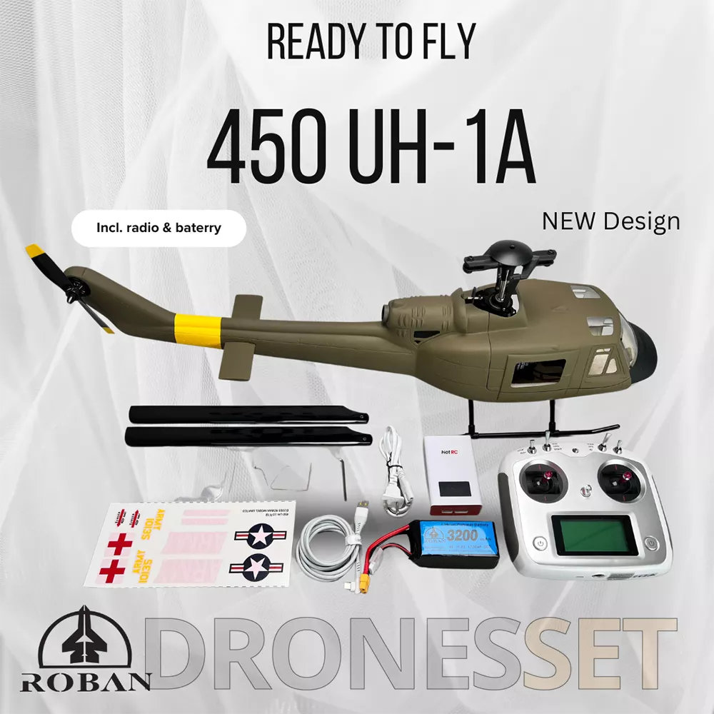 ROBAN UH-1D 450 Class RC Helicopter 2.4G 11CH GPS Stabilized Flybarless PNP/RTF With X1 Flight Controller
